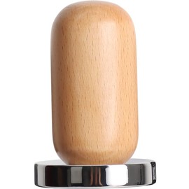 Xirhhur Espresso Coffee Tamper with natural wood handle and Stainless Steel Base 58mm Flat Bottom