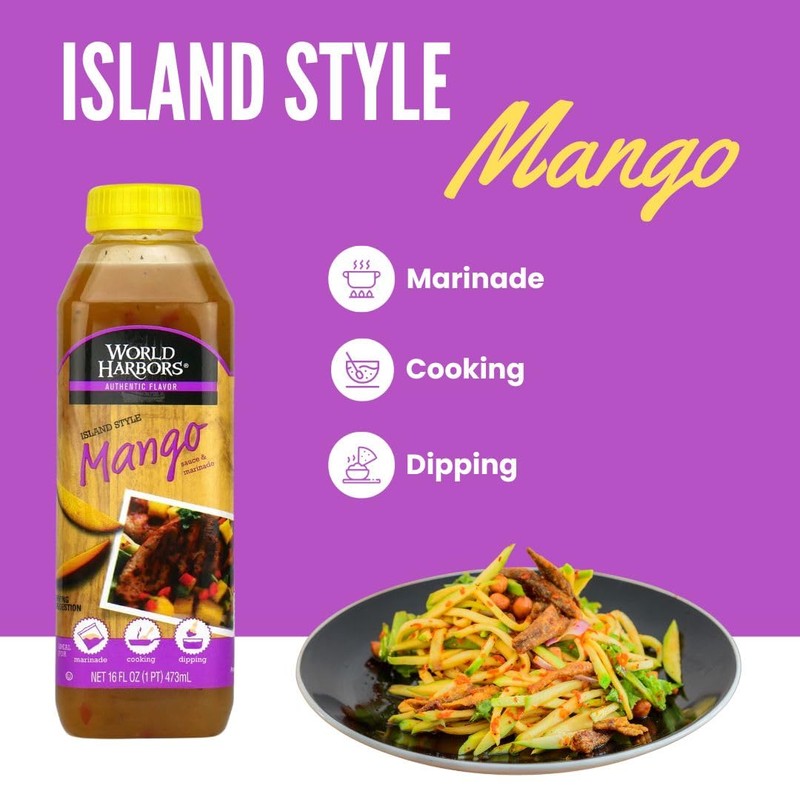 World Harbors Island Mango Sauce & Marinade - Low-Calorie, Sweet