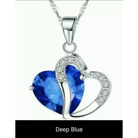 Crystal Valentine's Gift for Ladies Women Heart blue  Crystal Amethyst Maxi Statement