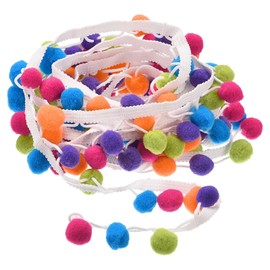 QUARKZMAN 2 Pom Pom Ball Fringe Trim, Ribbon Sewing DIY Craft Accessories for Curtains, Clothing, Cushion Decoration, Multicoloured