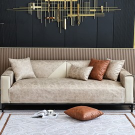 vctops Vintage Faux Pu Leather Sofa Cover Water Resistant Non-Slip Sectional Couch Cover Sofa Slipcover for Dogs, Children, Pets Furniture Protector (Beige,43"x94")