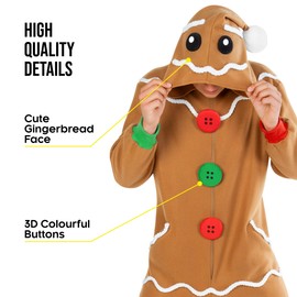 Morph Unisex Gingerbread Man Costume Women, Gingerbread Costume Adult Christmas Costumes For Adults XL