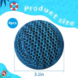 Adnee 4 Pcs Hot Tub Pool Scum Absorber-3.1 Inches Reusable Scum Eliminating Sponge Balls, Pool Sponge Oil Absorber-Hot Tub Scum Cleaner Devours Scum for Swimming Pools and Spas