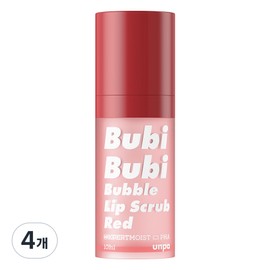 Unpa Bubi Bubi Bubble Lip Scrub Red Beach Strawberry PHA Contains, Red Strawberry, 10ml, 4 Pieces / 언파 부비부비 버블 립 스크럽 레드 비치스트로베리 PHA 함유, 레드스트로베리, 10ml, 4개