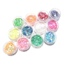 [Jewel] carefully selected 12 Colors 乱切ri Holo Set of 12 of each color 0.7 oz. Crash Hologram Pastel Color Material, Macrame, Resin Nail Art Parts Lame Film