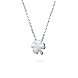 Irish Lucky Shamrock Good Luck Charm Four Leaf Clover Pendant Necklace For Women For Teen .925 Sterling Silver
