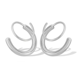 Double Twist Hoop Earrings for Women Trendy Single Piercing Stainless Steel Non Tarnish Earrings Double Earrings for One Hole Spiral Wrap Earrings 18k Gold Cartilage Hypoallergenic Earrings for Girls