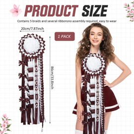 Hoolerry 1 Set Homecoming Mum Braid - 36 Inch Homecoming Mum Supplies for Back to School Week 2025 Dance Party Football Cheerleading Crafts Celebration Decor(Maroon)