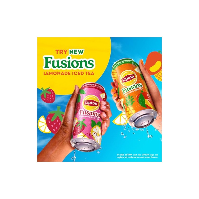 Lipton Fusions, Pineapple Mango Lemonade Iced Tea, 16 Fl Oz