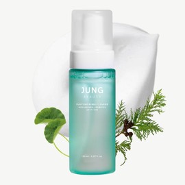 Jung Beauty Limpiador purificador de burbujas – Jabón facial coreano espumoso con pantenol y probióticos, limpieza profunda de poros suave para pieles sensibles, aroma hidratante de Hinoki, 5.1 fl oz