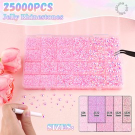 BELLEBOOST 25000Pcs Light Pink AB Rhinestones for Bedazzling with B7000 Jewelry Glue, Non Hotfix Flatback Gems, Crystal Resin Rhinestones for Crafting Crafts Clothing Tumblers Mugs Shoes Fabric Decor Nail Art