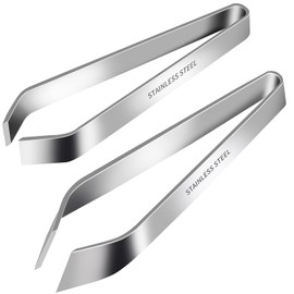 BJAINGEXK 2-Piece Fish Bone Tweezers, Kitchen Food Cooking Tweezers, Seafood Tools Kitchen Gadgets Home Gadgets, Stainless Steel Flat and Diagonal Pliers Removal Tools （4.4 inches and 4.6 inches）
