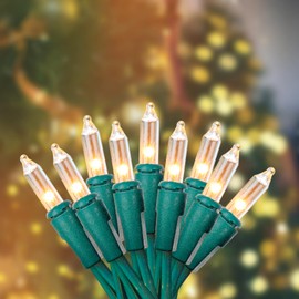 ZYMSAVIP 23FT 100-Count Christmas Warm White String Lights, Incandescent Green Wire Fairy Lights, Christmas Decoration, Indoor Outdoor Yard Party Christmas Tree Decoration