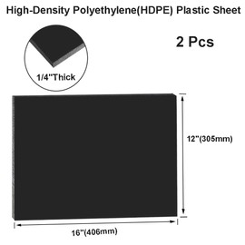 DIYDIYShop 2 Pcs HDPE Plastic Sheet1/4 inch Thick,Size 12 x 16 inch,High-Density Polyethylene(HDPE) Plastic Block for Machining,Home Improvements,DIY Projects (Black)