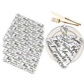 Yibeas Hand Drawn French Words Cloth Napkins Set of 4 Soft Paris, France, Always Love, Thank You and Hello Washable and Reusable Dinner Napkins for Weddings Parties 18 x 18 inch