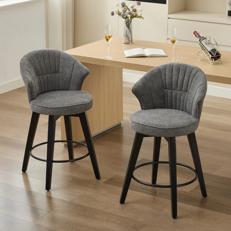 CinkeHome Swivel Counter Height Kitchen Dining Bar Stool Barstool Tufted