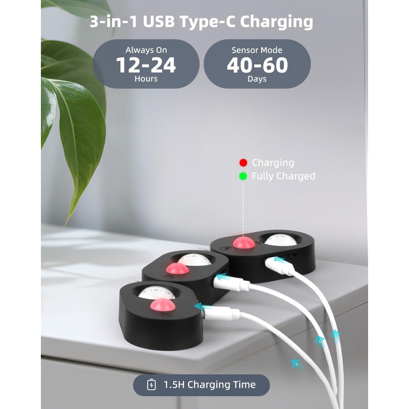 Yiliaw LED Motion Sensor Puck Lights Indoor, Small Rechargeable Under