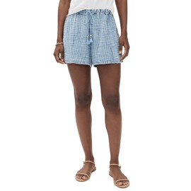 Faherty Women's Dune Cotton Gauze Drawstring Shorts, Light Indigo Wash, Blue, S