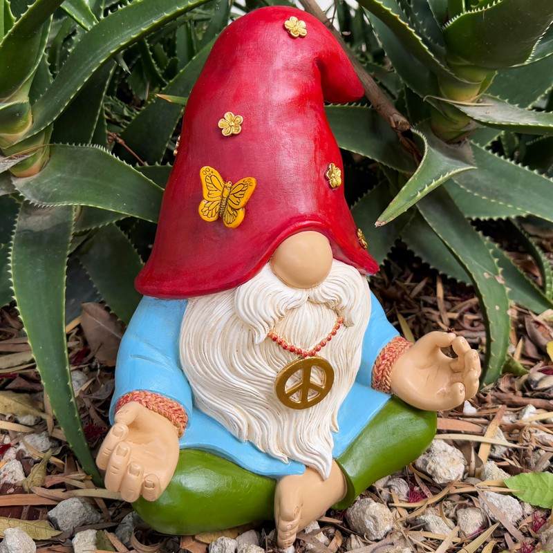 Mood Lab Garden Gnome - Funny Zen Hippie Gnome Figurine