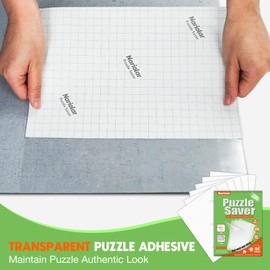 Nariolar Ultra-Adhesion Transparent Puzzle Glue Sheets, 64 Puzzle Saver Sheets for Preserving Up to 8x1000-Piece Jigsaws