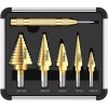 Tacklife 5PC Titanium Coated HSS Step Unibit Spral Drill Bit