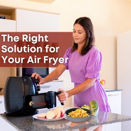 NAMAI - Air Fryer Liners Round 20 CM, Non-Stick Aluminium, Dishwasher Safe, Air Fryer Tins, Made in Italy, Elegant Stone Effect