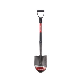 Radius Premium D-Handle Round-Point Shovel, Steel Shaft