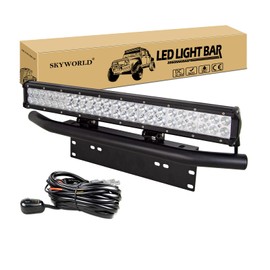 SKYWORLD LED Light Bar, 23 inch 144W Spot Flood Combo Beam Work Driving Lamp with License Plate Mounting Bracket Holder 12V Wiring Harness Kit for Auto Truck Car ATV SUV 4X4 Offroad