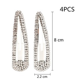 4Pcs Rhinestone Snap Clips Large Rhinestone Snap Hair Clips Shining Rhinestone Snap Hair Barrettes Rhinestone Snap Hairpins Hair Barrettes for Women (Gold/Silver)