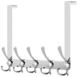 WEBI Over The Door Hooks,Triple Door Hooks for Hanging,Door Hanger,Over The Door Towel Rack,Door Coat Hanger,Door Coat Rack for Clothes,Towels,Behind Bathroom,Chromed
