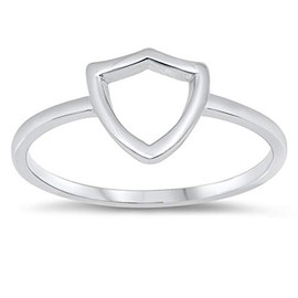 Classic Simple Open Shield Crest Ring New .925 Sterling Silver Band Size 6