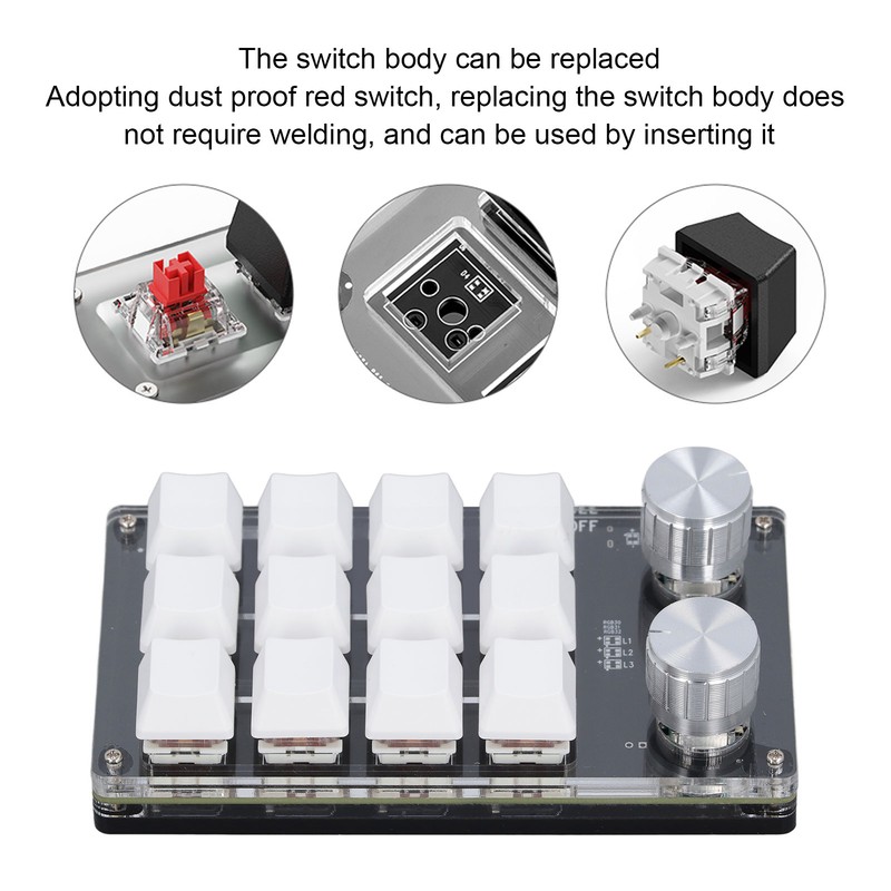 12 Key Knob Keyboard Programmable USB Dustproof Red Switch Mechanical