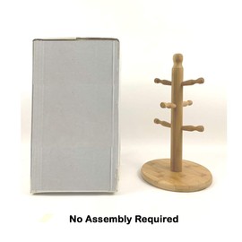 JapanBargain 4102, Bamboo Wood Mug Rack Tree Stand Holder Organizer for Countertop, Pre-assembled, 6 Mugs