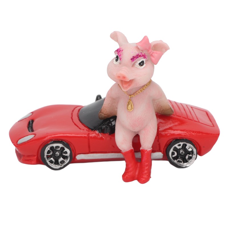 Pig Statue UV Resistant Coating Handcraft Resin Pig Figurine Red