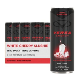 VERSA Energy by PEScience, Sugar Free Energy Drink, 125mg Caffeine, Perfectly Carbonated, White Cherry Slushie, Case of 12