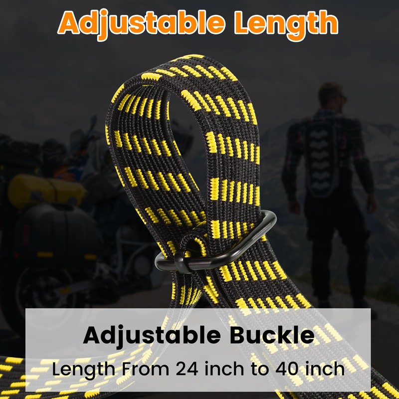 Adjustable Flat Bungee Cord with Hook, Heavy Duty Thickened &