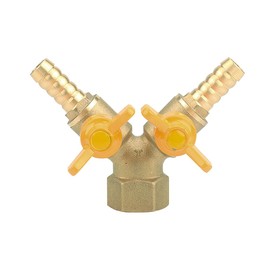 BesNPT 3/8" Hose Barb Valve, Brass 3 Way Shut Off Valve 1/2" Female Thread Y Shaped 2 Switch Ball Valve