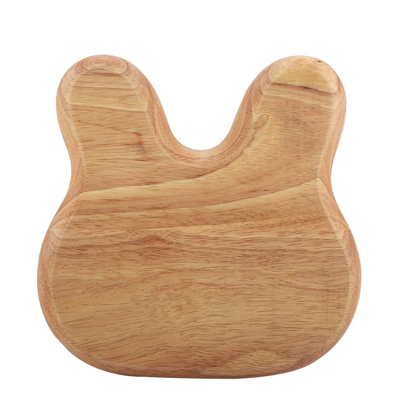 Wooden Plate Child Dessert Snacks Serving Tray Adorable Rabbit Wood
