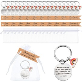 LATERN 60Pcs Employee Appreciation Gifts, Thank You Gifts Included 20Pcs Inspirational Key Chain, 20Pcs White Organza Bags, 20Pcs Thank You Cards - for Women Men Nurse Teacher Staff Leaving Present