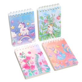 YIHUANYIFA 4pcs Small Notebooks Pocket Top Bound Spiral Panda Notepads 4.2x2.9inch 120Pages Tiny Memo Pads Memo Notepads for Home,College, Office, Work, Travel (A)