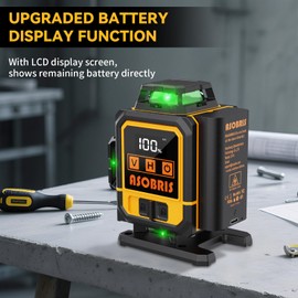 Laser Level 4x360° Self Leveling with Tripod & LCD Touch Screen, 4D Lazer Leveler Tool Green Cross Lazer Level Line Laser with 2x2400mAh Rechargeable Battery for Constuctions, Picture Hanging Indoor