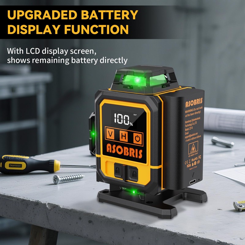 Laser Level 4x360° Self Leveling with Tripod & LCD Touch