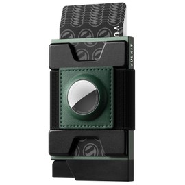 VULKIT Mens Wallet with AirTag Holder RFID Blocking, Aluminum Pop Up Card Holder with Expandable Backplate, Holds 12 Cards and Cash for Men and Women Green