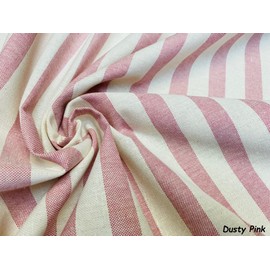 Linen Look Stripes Culla Fabric Furnishing Curtain Upholstery Dressmaking Cotton Material 140cm Wide Canvas - Dusty Pink (Sold by The Metre)