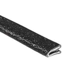 TRIM-LOK Edge Trim - Fits 1/64" Edge, 3/8” Leg Length, 25’ Length - Single Gripping Finger - Black, Pebble Texture - Flexible PVC Edge Protector