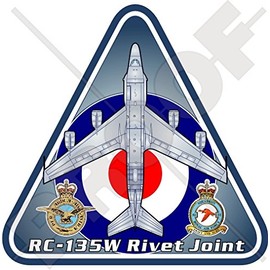 Boeing RC-135W Rivet Joint RAF Project Airseeker, British Royal Air Force No. 51 Squadron RAF Station Waddington RC-135 UK C-135 United Kingdom Sticker 3.7" (95mm) Vinyl Bumper-Helmet Sticker, Decal
