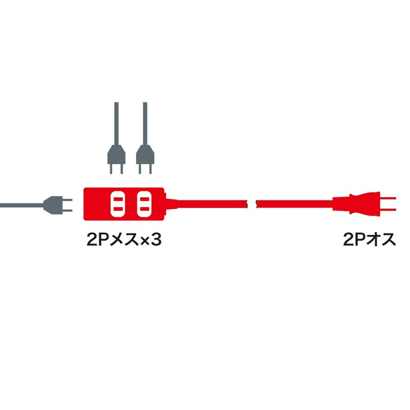 Sanwa Supply TAP-EX34-3BKN Slim Power Extension Cord (2P, 3 Socks,