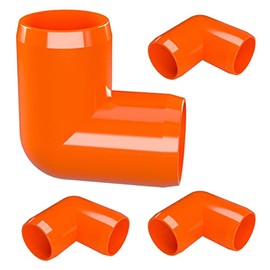 FORMUFIT F11490E-OR-4 Elbow PVC Fitting, Furniture Grade, 90 Degree, 1-1/4" Size, Orange (Pack of 4)