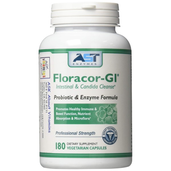 Floracor-GI Candida Cleanse, Probiotic and Enzyme Support Formula 180 Capsules