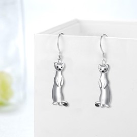 Ferret Earrings 925 Sterling Silver Ferret Dangle Earrings Ferret Stuff Gifts Cute Animal Jewelry for Women